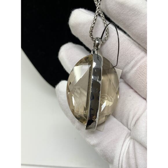 Chico's Convertible Pendant Necklace Silver Tone Metal Faceted Glass Jewel - Picture 5 of 7